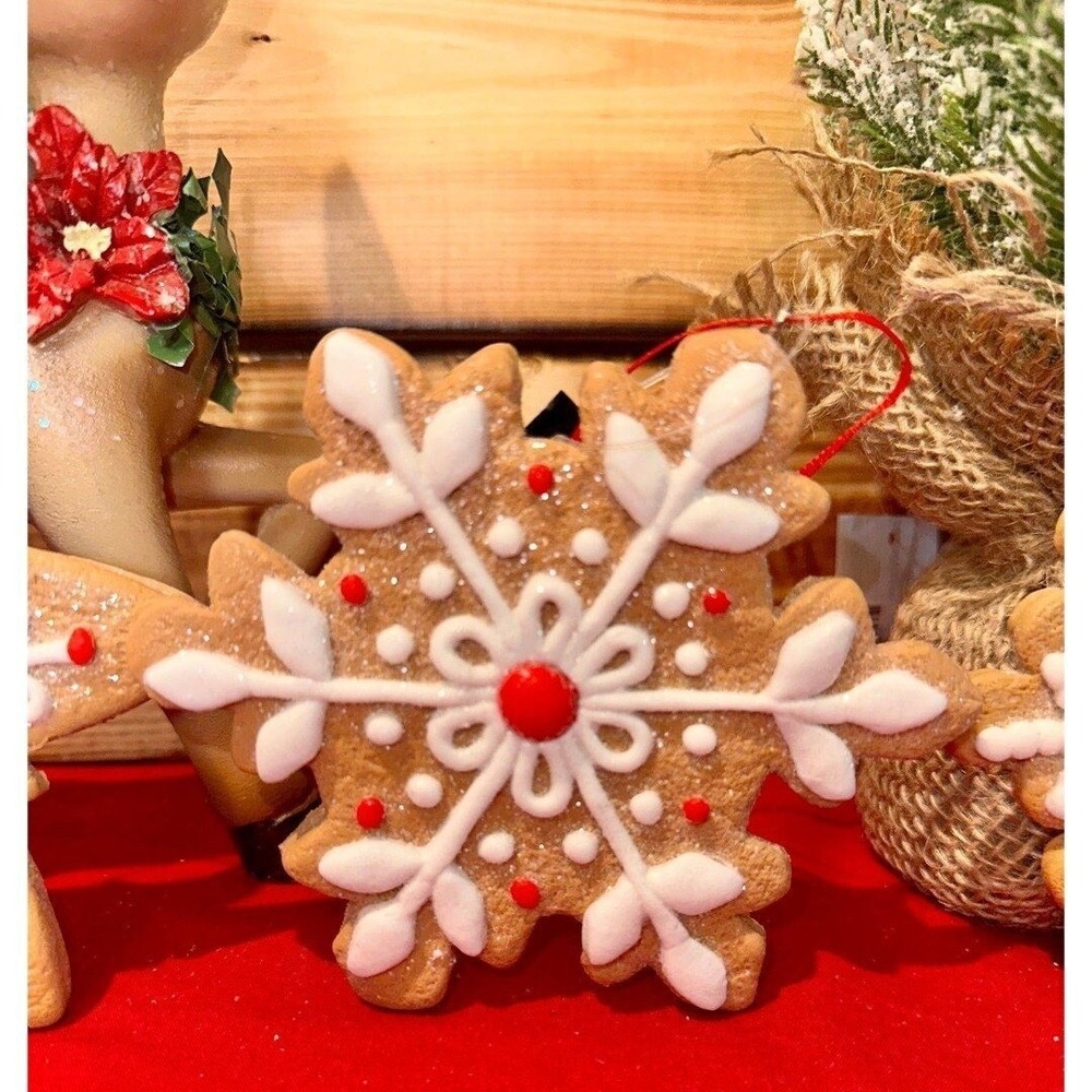 NEW 3 Gingerbread Ornaments Snowflake Christmas‎ Holiday Bundle Set - Picture 3 of 12